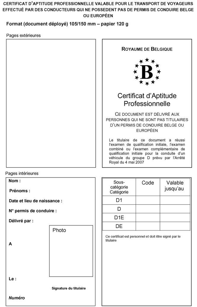 Arrêté ministériel du 5 septembre 2008 déterminant les modèles des  documents visés à l'arrêté royal du 4 mai 2007 relatif au permis de conduire,  à l'aptitude professionnelle et à la formation continue []